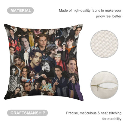 Timothee Chalamet Linen Throw Pillow Cover