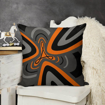 Hail Adobe - Orange, Grey, And Black Linen Throw Pillow Cover
