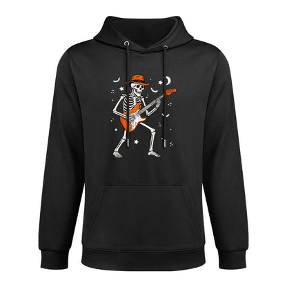 Skeleton Playing Guitar Guitarist Rock Halloween Skeleton Casual Wear Hoodie
