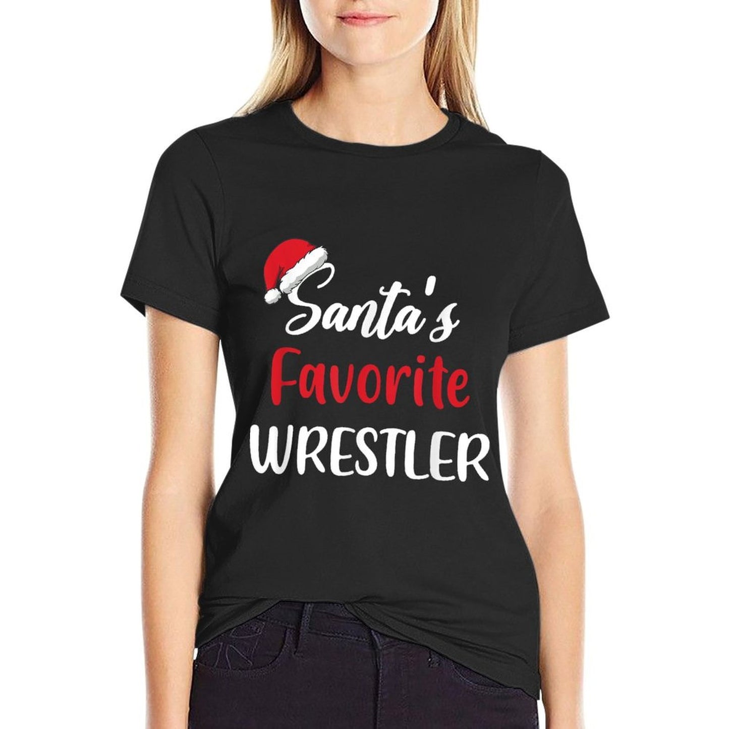 Santas Favorite Wrestler Pajama Christmas Wrestling Funny  Affordable Price T-Shirt