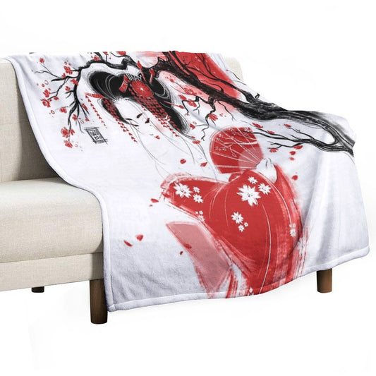 Red Geisha Throw Blanket