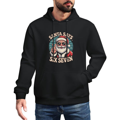 Funny Santa Says Six Seven Christmas 67 Meme Xmas Cool Kangaroo Pocket Hoodie