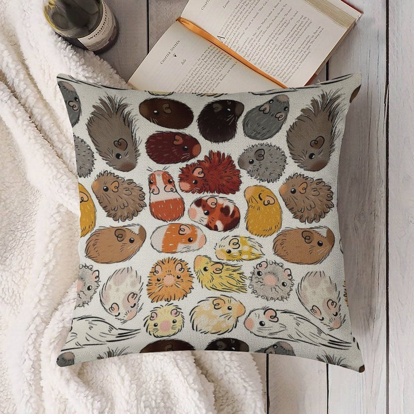 Guinea Pig Gradient Linen Throw Pillow Cover