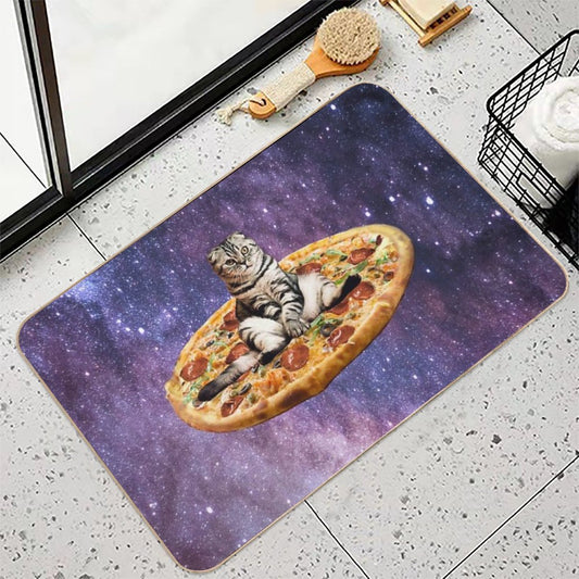 Pizza Cat in Space  Anti-Trip Bath Mat