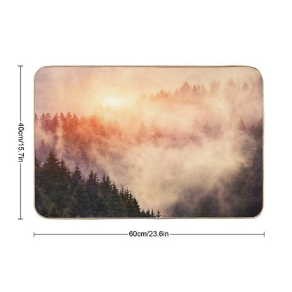 In My Other World  Sunrise In A Romantic Misty Foggy Autumn Fairytale Wilderness Forest With Trees Covered In Fog And Sunlight  Rapid-Drying Bath Mat