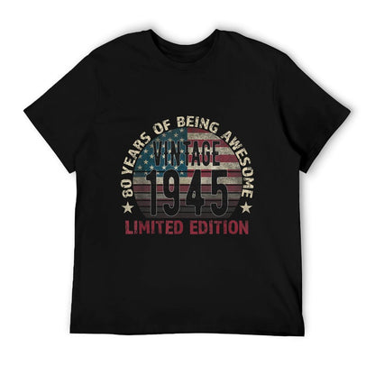 80th Birthday Gift Men Vintage Born 1945 Turning 80 Year Old T-Shirt