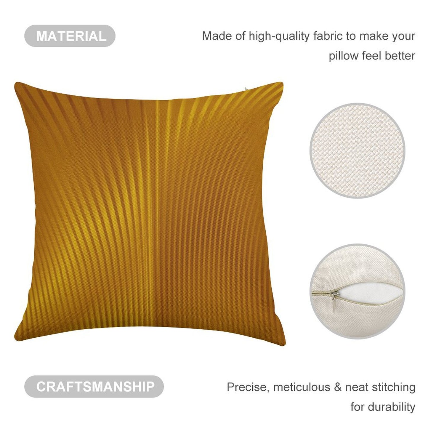 Golden Art Deco Pattern Linen Throw Pillow Cover