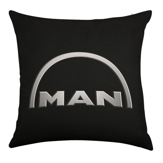 MAN Logo Linen Throw Pillow Cover
