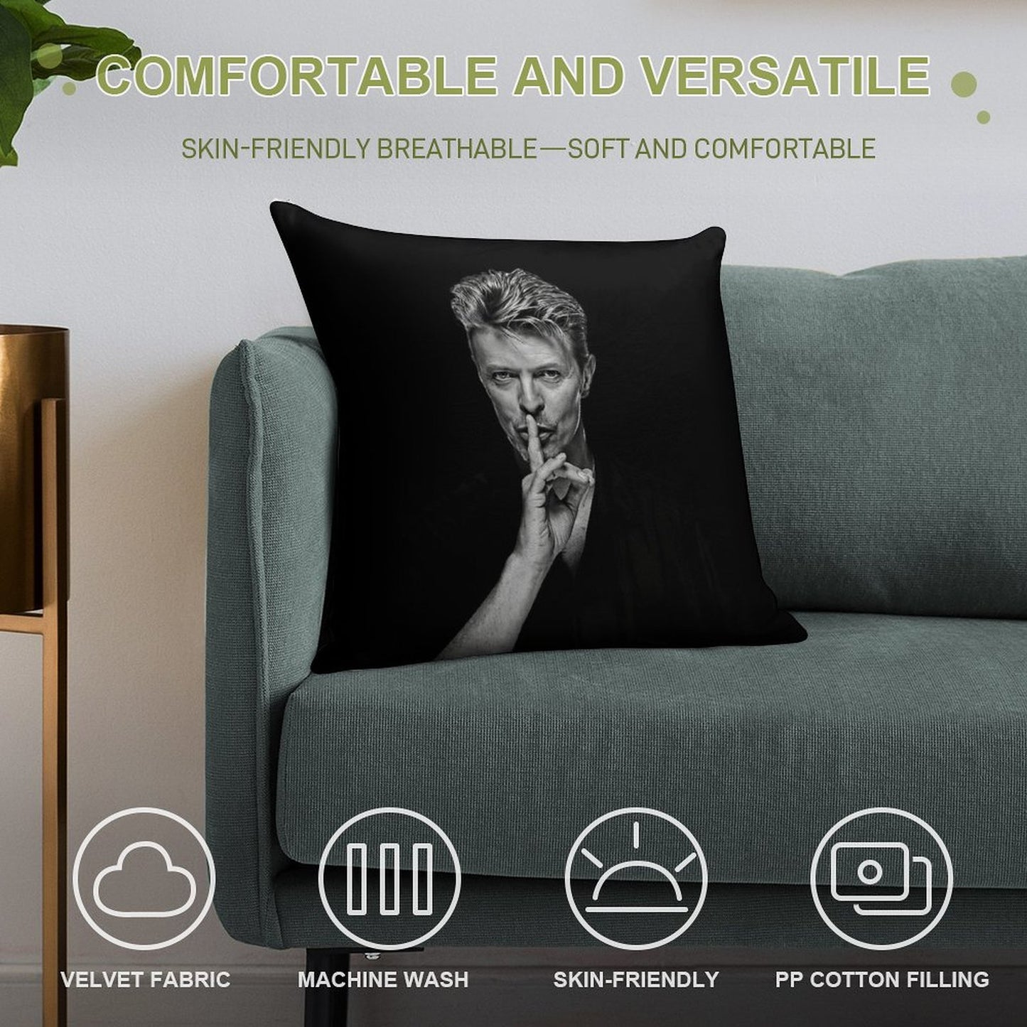 David Bowie Soft Warmth Comfort Throw Pillow