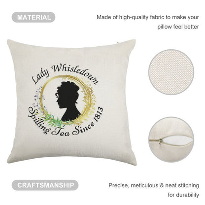 Lady Whisledown Society Paper Spilling The Tea Since 1813 Linen Throw Pillow Cover
