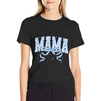 Mama Mommy Coquette Bow Checkered Happy Mother&#39;s Day Mom T-Shirt