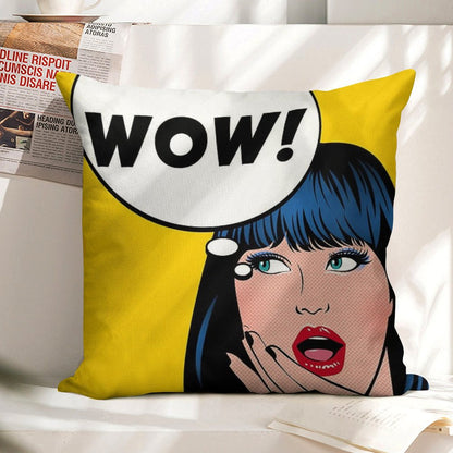 Pop Art - Wow Apron Backpack Etc Linen Throw Pillow Cover