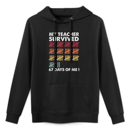 My Teacher Survived 67 Days of Me School Funny Kids Costume Shape Retention Hoodie