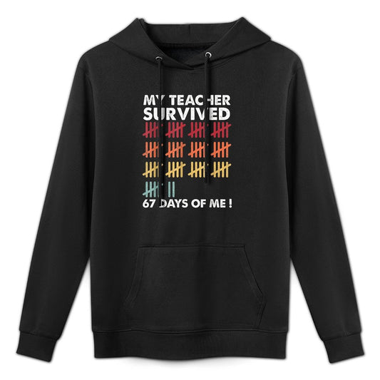 My Teacher Survived 67 Days of Me School Funny Kids Costume Shape Retention Hoodie