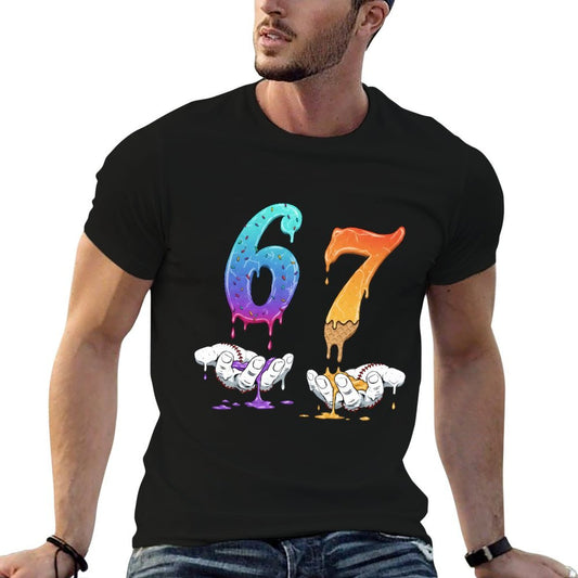 67 Meme Funny Baseball Kids Girls Humor Number 6 7  Odor-resistant T-Shirt