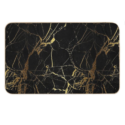 Black And Gold Marble  Texture Bath Mat