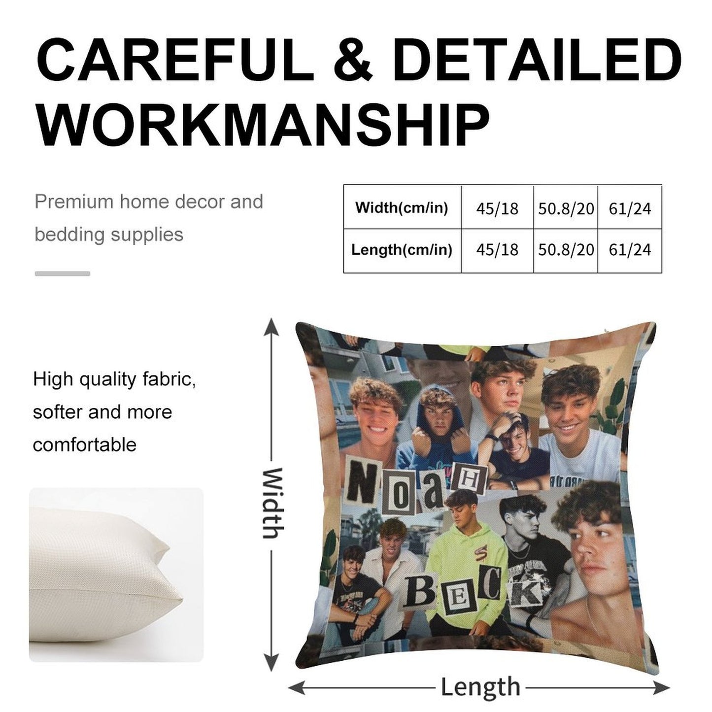 Noah Beck Collage Linen Throw Pillow Cover