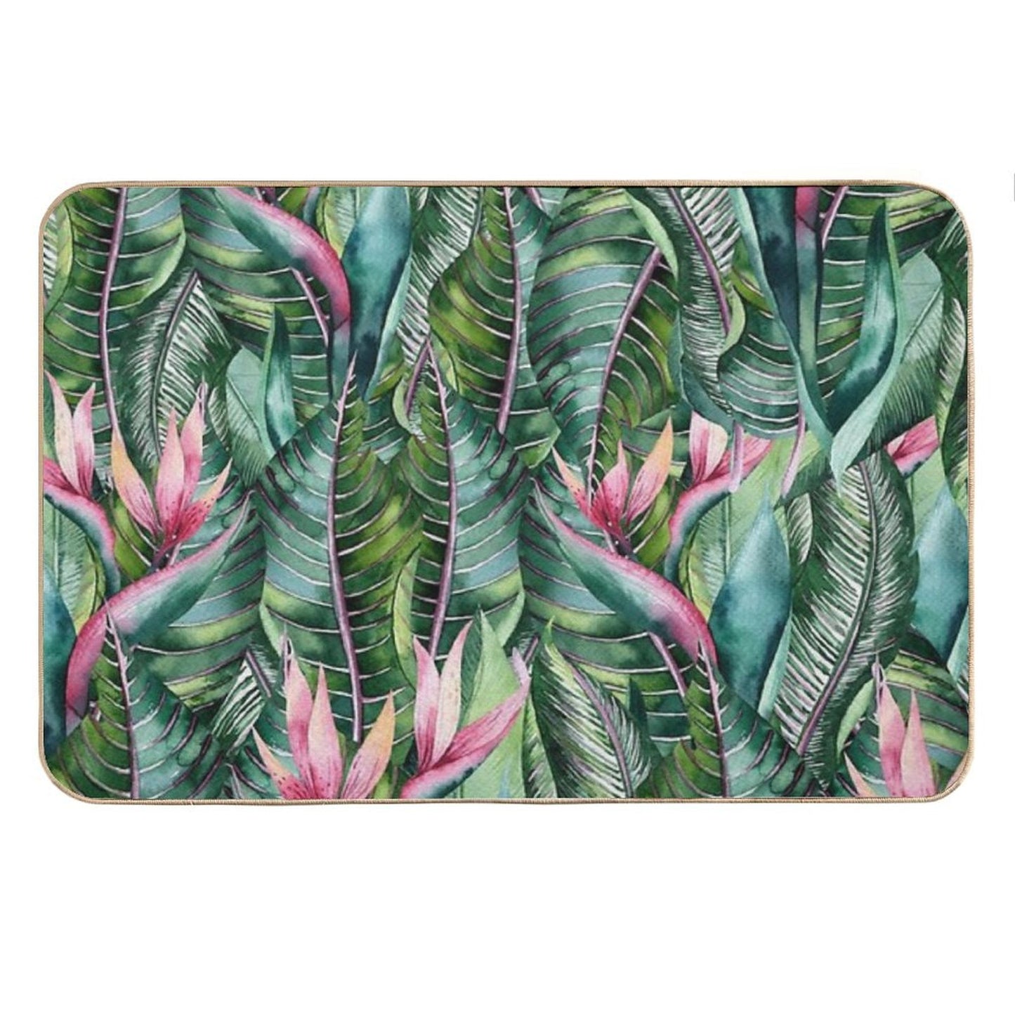 Tropical Banana Leaf Print Bath Mat