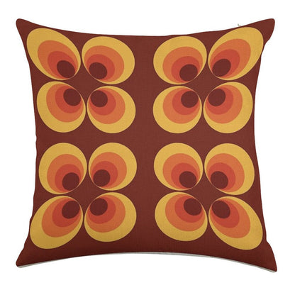 70s Graphic Linen Throw Pillow Cover