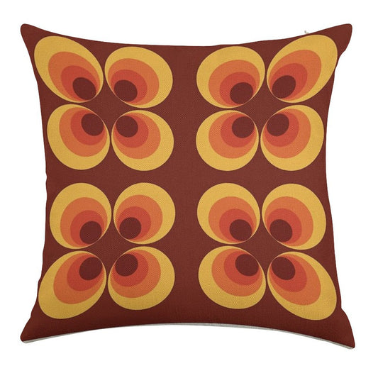 70s Graphic Linen Throw Pillow Cover