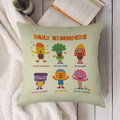 Noodle & Pals  Daily Reminders Linen Throw Pillow Cover