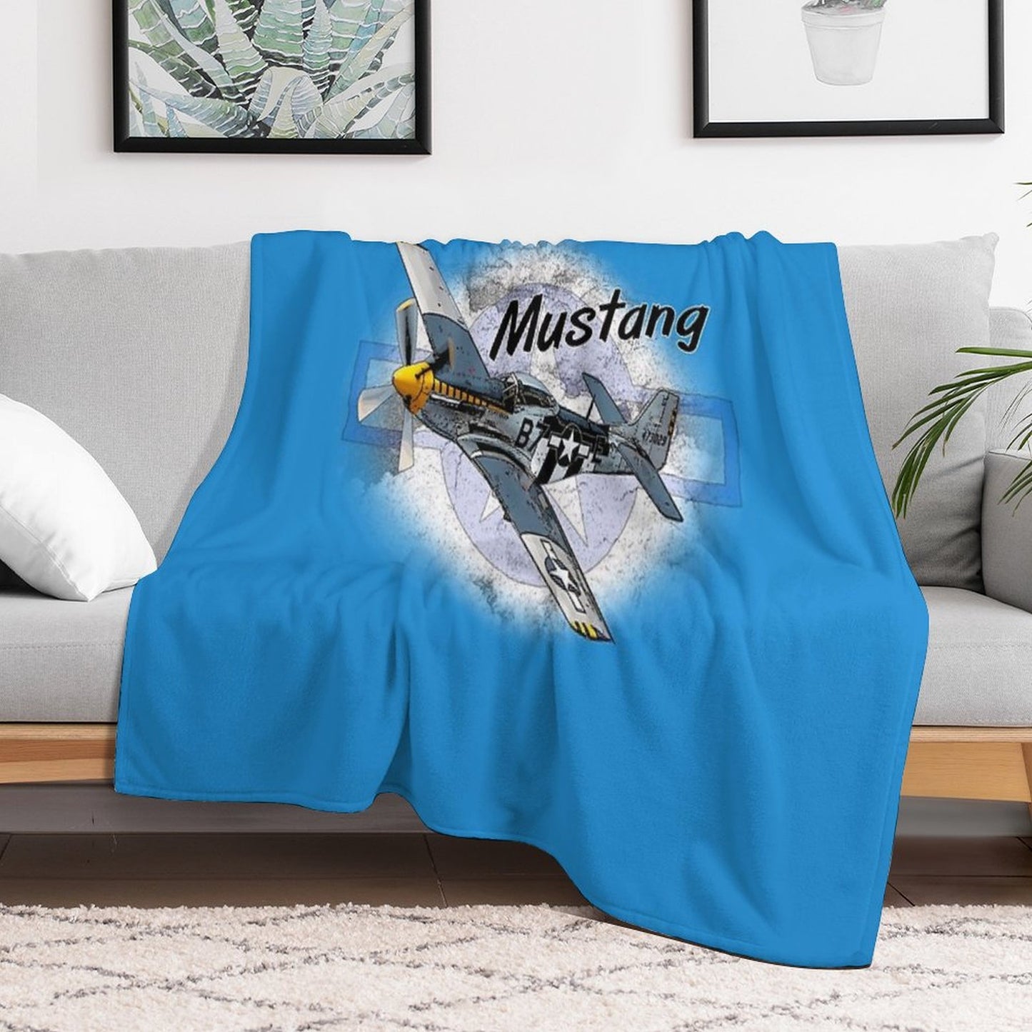 P51 Mustang Throw Blanket