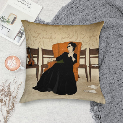 Oum Kolthoum Soft Hidden Zipper Throw Pillow