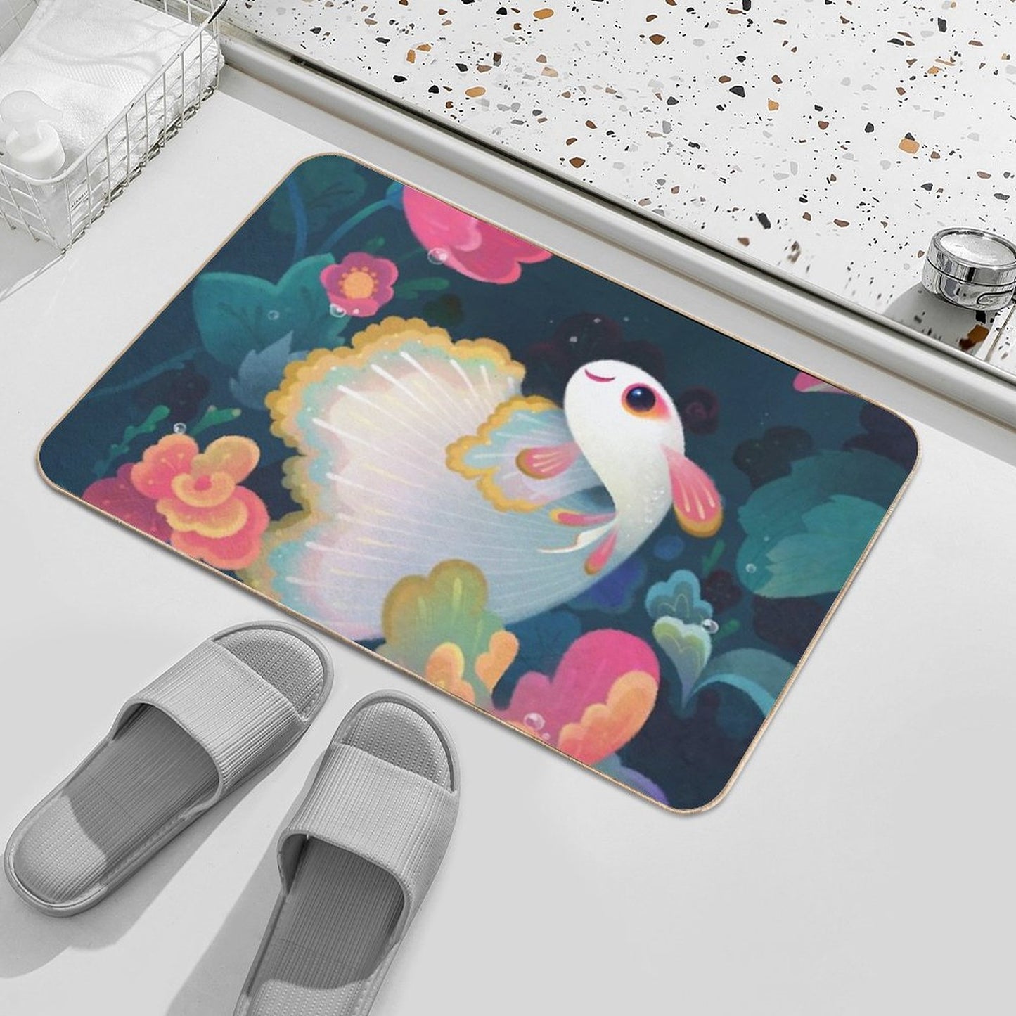 Flower Guppy Bath Mat