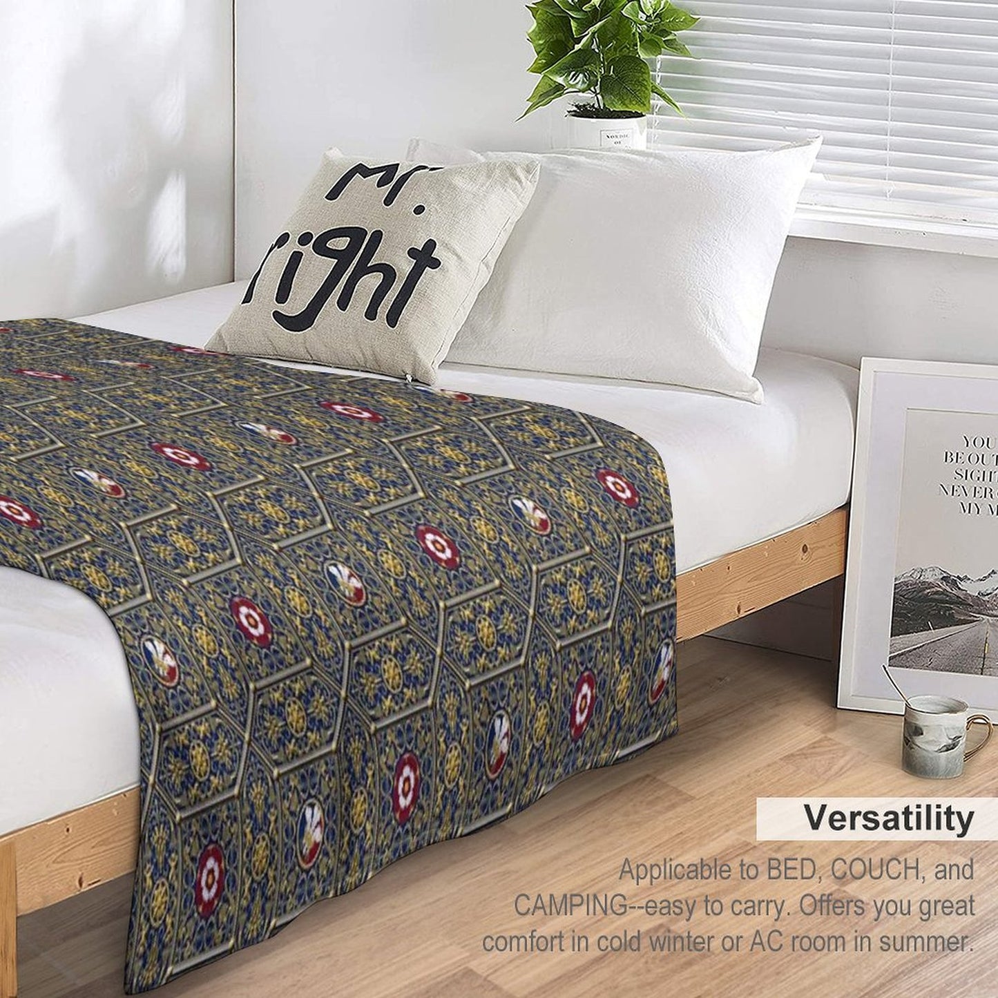 Hampton Court Renaissance Heraldic Tudor Rose Throw Blanket