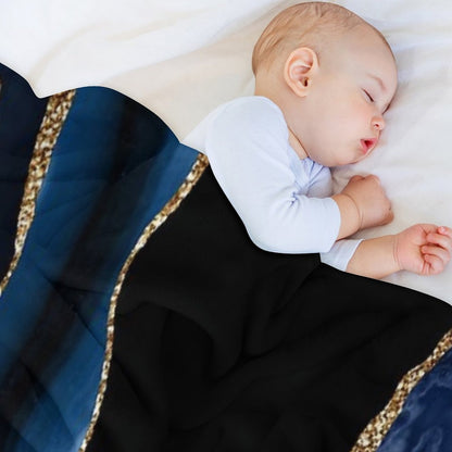 Abstract Blue And Gold Modern Geode Agate Design Throw Blanket