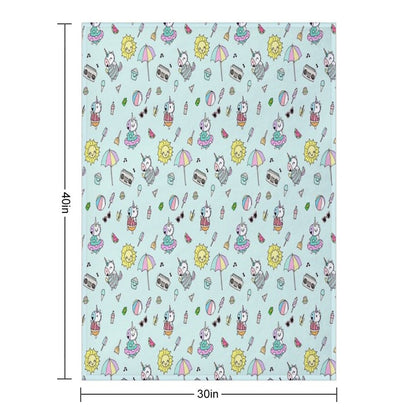 Summer Unicorn Pool Party Throw Blanket