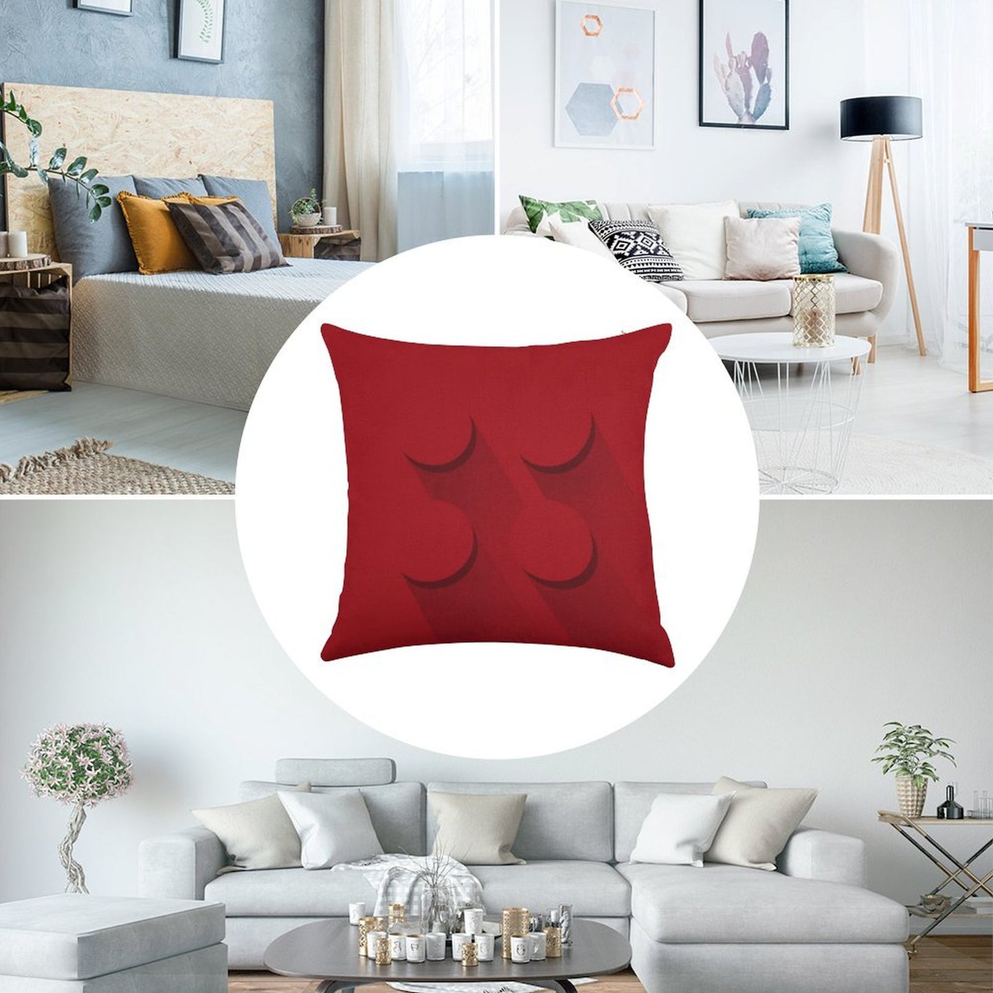 Red Brick Linen Throw Pillow Cover
