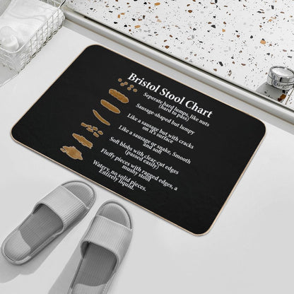 Bristol Stool Chart in White Writing Black Background Bath Mat