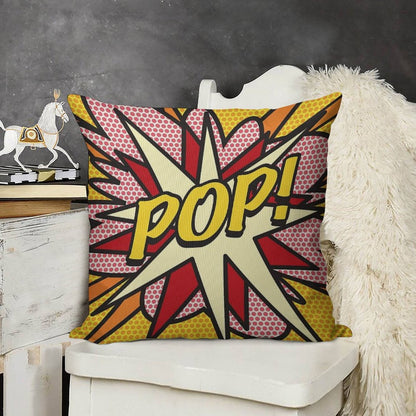 POP Comic Book Pop Art Cool Retro Trendy Linen Throw Pillow Cover