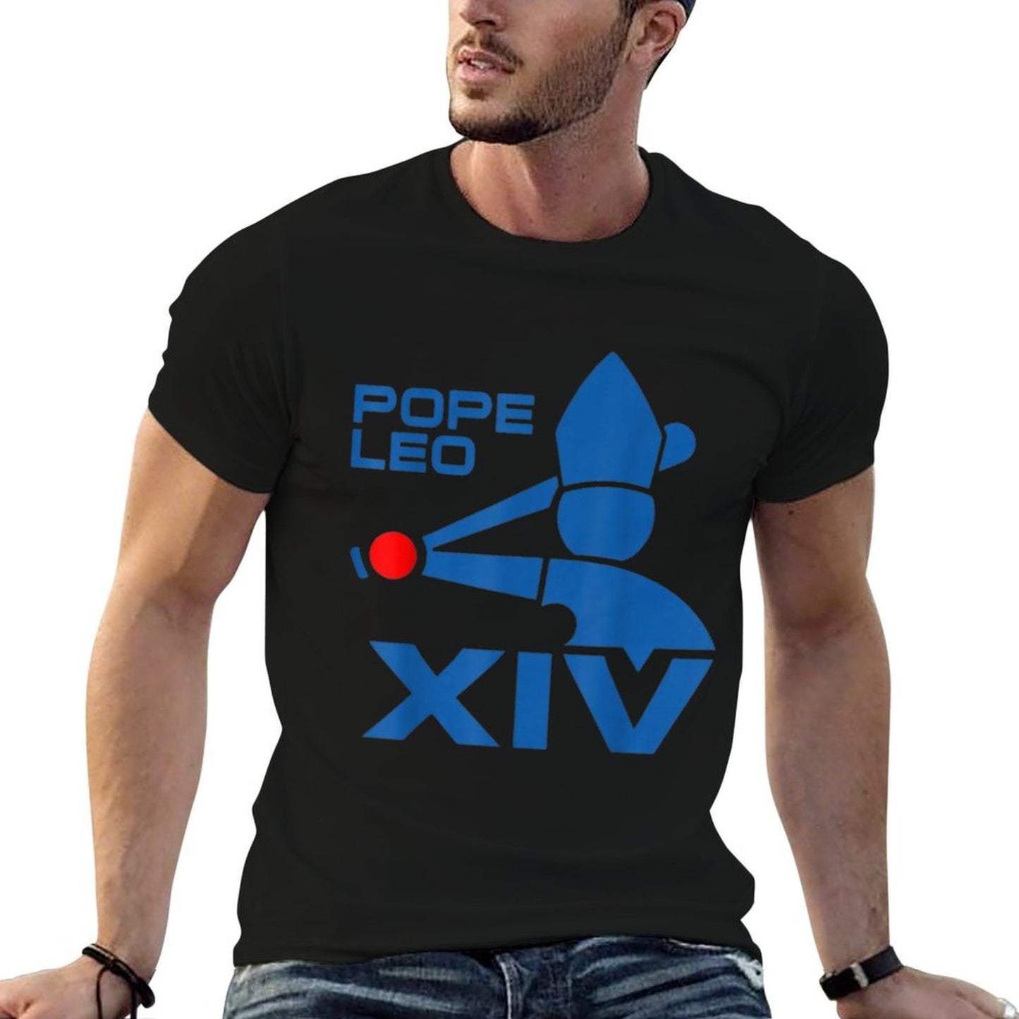 Da Pope Leo XIV Baseball  Ribbed Collar T-Shirt
