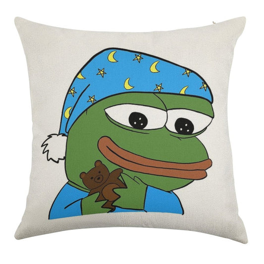 Bedtime Pepe - Sleepo Peepo Linen Throw Pillow Cover