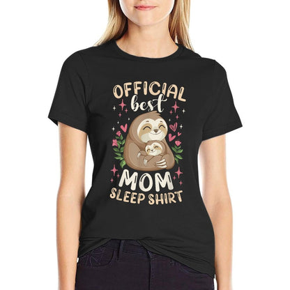 Official Best Mom Sleep Shirt Mother&#39;s Day Sloths Pajama T-Shirt