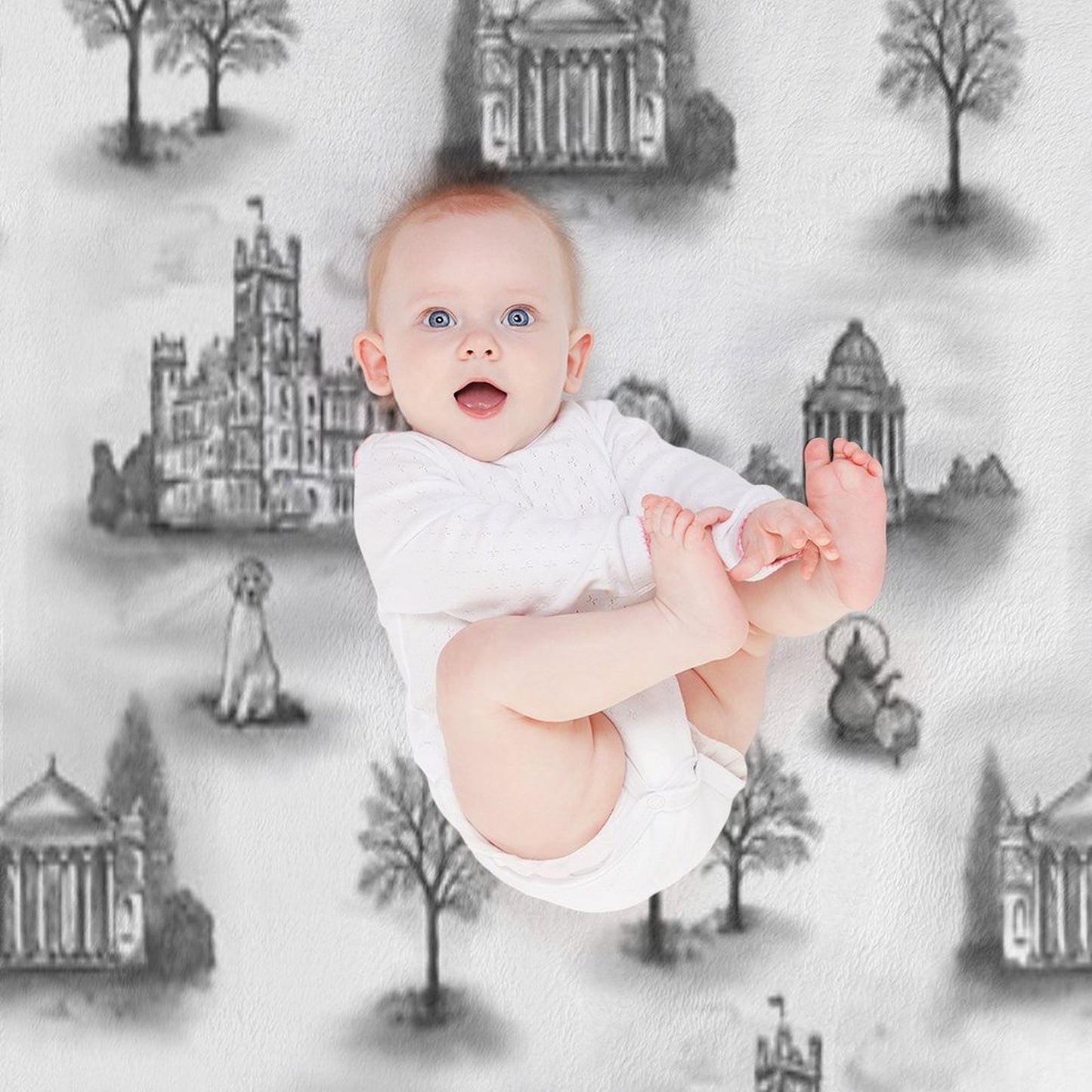 Black And Gray Downton Abbey Toile Throw Blanket