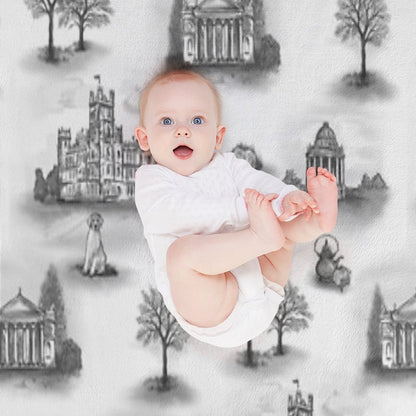 Black And Gray Downton Abbey Toile Throw Blanket