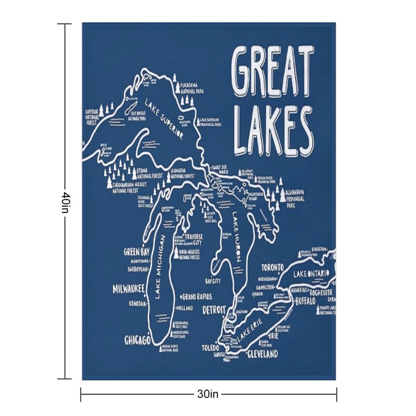 Great Lakes Map Throw Blanket