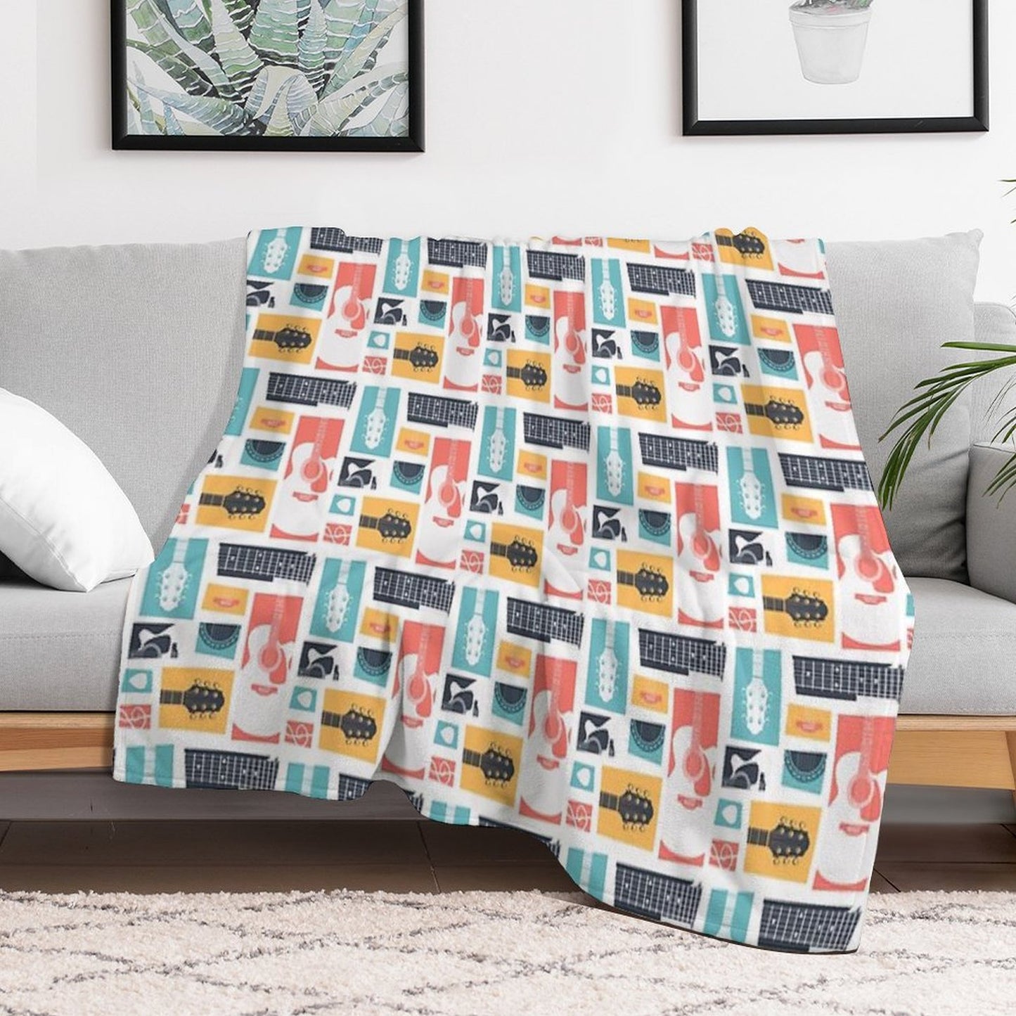 Guitar Collage Throw Blanket