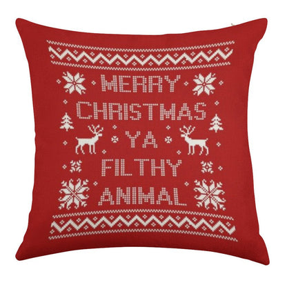 Merry Christmas Ya Filthy Animal Linen Throw Pillow Cover