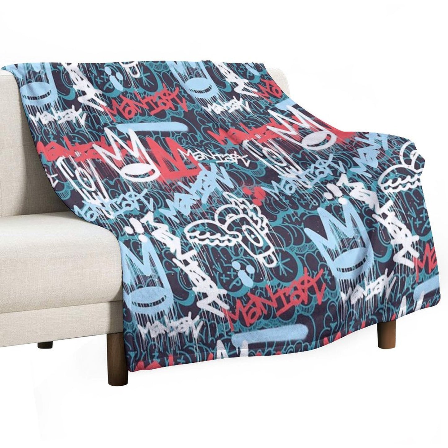 Maniak Tag & Throwie Patterned Print Throw Blanket