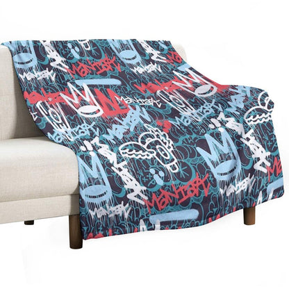 Maniak Tag & Throwie Patterned Print Throw Blanket