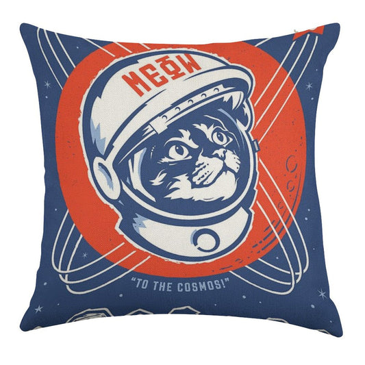 BELIEVE! To The Cosmos - Meow, Long Live The Kitty! Linen Throw Pillow Cover