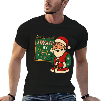 Jingled by 6 7 Funny Teacher 67 Christmas Santa Six Seven  Polyester Blend T-Shirt