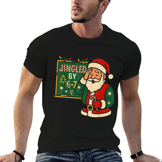 Jingled by 6 7 Funny Teacher 67 Christmas Santa Six Seven  Polyester Blend T-Shirt