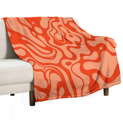 Marbled Pattern of Red Fluid Shapes Throw Blanket