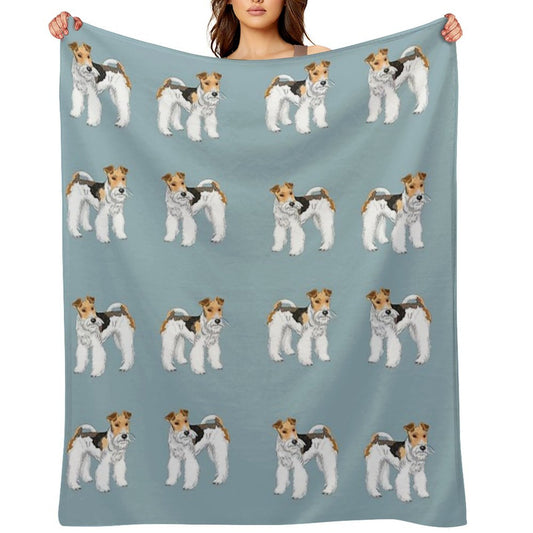Retro Wire Haired Fox Terrier Design Throw Blanket