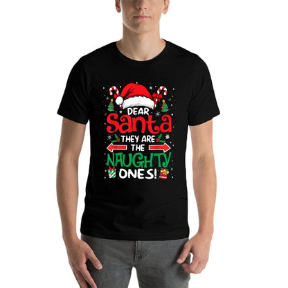 Dear Santa They Are The Naughty Ones Funny Christmas  Polyester Blend T-Shirt